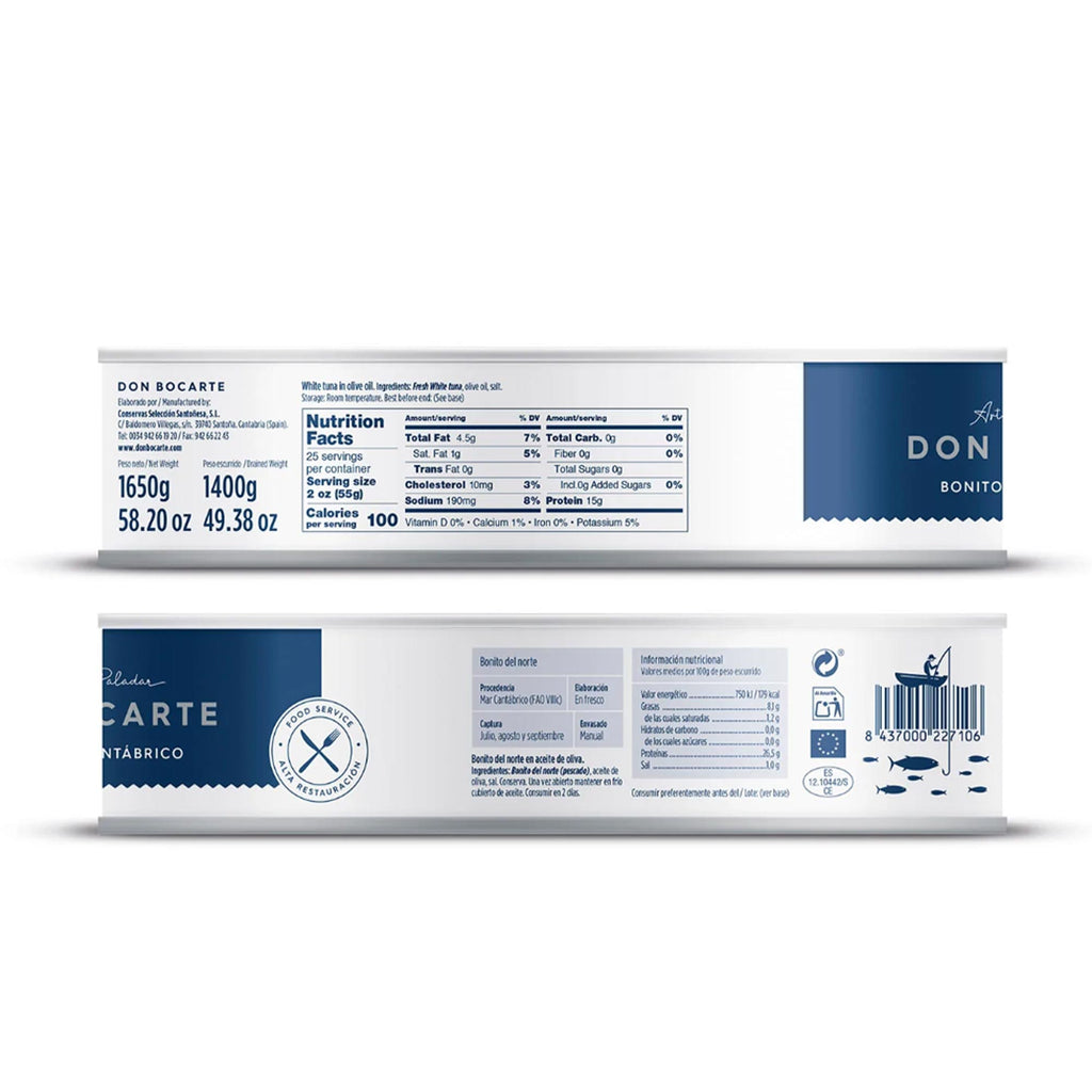 Cantabrian White Tuna in Olive Oil - Party Size Don Borate Terramar Imports Terramar Imports