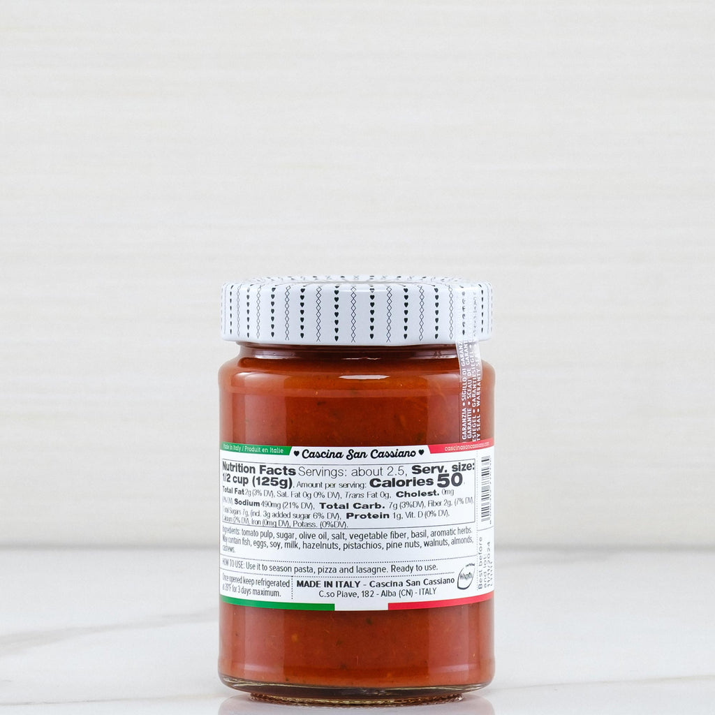 Tomato and Basil Sauce Cascina San Cassiano Terramar Imports
